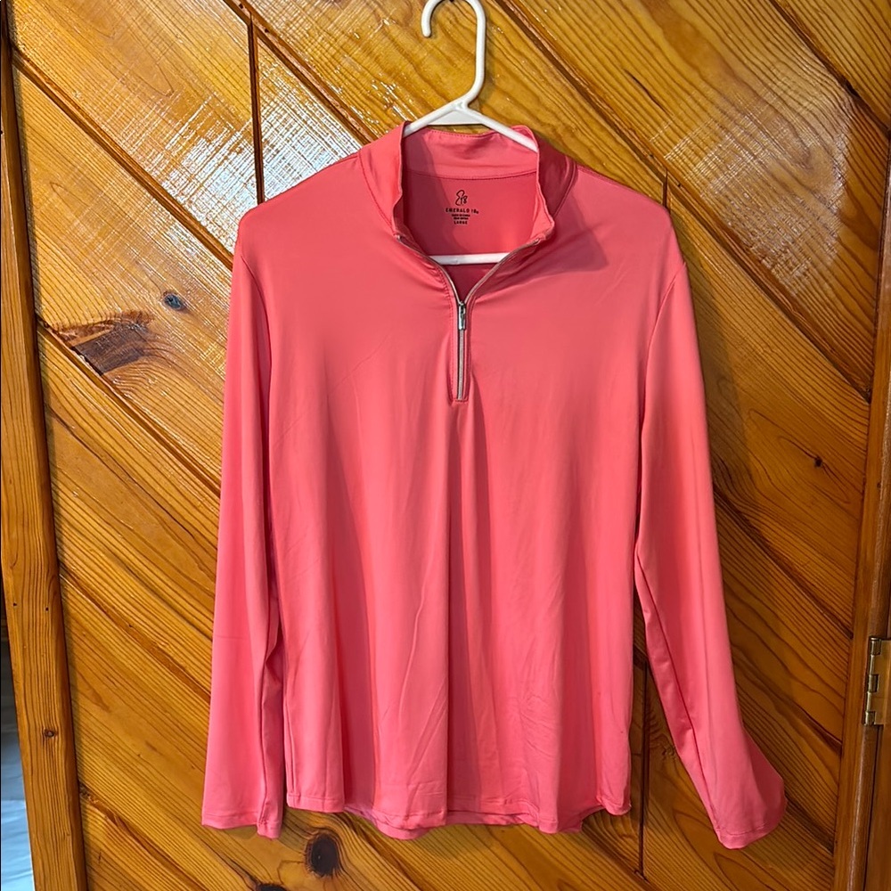 Emerald Orange Pink Long Sleeve Polo Tee